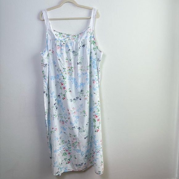 EILEEN WEST Floral Sleeveless 100% Cotton Nightgown Prairie Cottage 3X - Picture 8 of 16